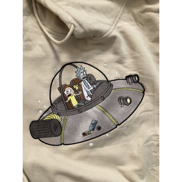 Rick And Mortuary Tan Embroidered Hood Men’s Sz Medium Nowt - Picture 2 of 16